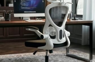 DROGO Ergonomic Office Chair for Work from Home with Breathable Mesh, Flip-up Armrest, Adjustable 3D Headrest & Lumbar Support | Computer Chair for Study | Gaming Chair with 130 Recline (White/Black)