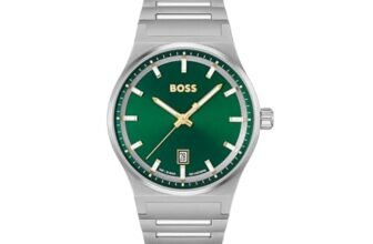 BOSS Candor Qtz Basic Calendar Green Round Dial Men’s Analog Watch|Stainless Steel Material|Silver Color Band – 1514079