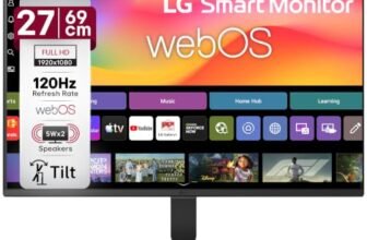 LG 27U511SB 69 cm (27 Inch) Full HD (1920×1080) IPS Smart Monitor with webOS26, 120Hz, Wi-Fi, Bluetooth, Miracast, AirPlay, Speakers, HDMI, USB-A, Slim Stand, 3-Side Virtually Borderless (Black)