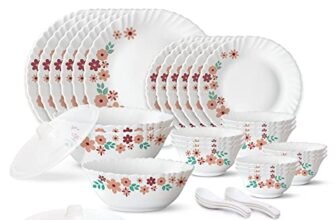 Larah by Borosil 35 Pieces Ayana Opalware Dinner Set for Family of 6