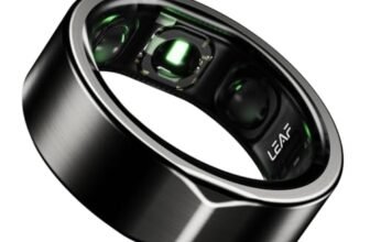 Leaf Halo Smart Ring | Health Tracker | Sleep, Fitness, Stress | Includes 30+ Workout Modes | Battery upto 10 Days | Buy Sizing Kit First | Track Steps, HRV, SPO2 & Periods | Carbon Black – Size 7