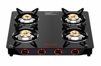 Butterfly Smart 4 Burner Glass Top Gas Stove with Manual Ignition