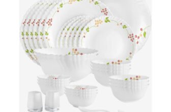 cello Pack of 35 Opalware Dazzle Secret Garden Dinner Set(White, Microwave Safe)