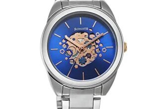 Sonata Unveil Quartz Multifunction Blue Dial Stainless Steel Strap Watch for Women-8182KM03