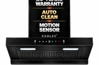 CADLEC PeakFlow 60cm T-Shape Kitchen Chimney | 1400 m³/hr High Suction, Filterless Auto Clean, Touch & Gesture Control, Oil Collector | 20Y Motor & 5Y Comprehensive Warranty | Black