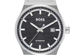 Hugo BOSS Boss Candor Auto Mech-Automatic Black Round Dial Men’s Analog Watch|Stainless Steel Material|Silver Color Band – 1514117
