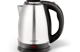 Crompton Insta Delite 1.8L SS Electric Kettle with 1500W power | Stainless steel body | Soft grip handle | LED indicator | 360-degree swivel base | Auto shut-off | Dry Boil Protection