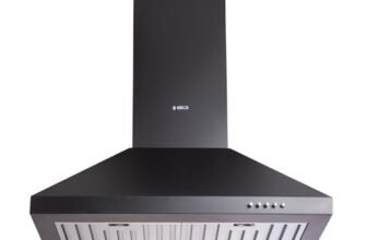 Elica 60cm 1350 m3/hr Baffle Filter Kitchen Chimney | 5 Years Motor Warranty | Push Button Control | Black | AH PLUS 260 BF NERO