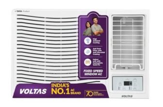 Voltas 1.5 ton 3 Star Fixed Speed Window AC (Copper, Anti Dust Filter, 2-way Swing, Memory Restart, Sleep Mode (183FS PRISM, White)