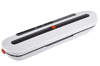 ORILEY Vacuum Sealer Machine Dry & Wet Electric Automatic Kitchen Food Packaging Air Sealing with 10 Preservation Bags (80W), white (QH-02)