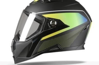 TVS Racing Anti Matter FullFace Helmet for Bike & Motorcycle Riders-DOT & ISI Certified-Lightweight ABS Shell, UV Resistant-Ventilated Comfort Liner,Quick-Release Visor &Chin Strap(Matt Black Green/M)