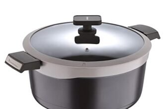 BERGNER Gastro Non Stick Casserole/Briyani Pot/Handi with Glass Lid 28Cm, Induction Base, Thickness 4.1Mm, Brown, Gas Ready, 1 Liters