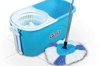 Gala | E-Quick Spin Mop with Big Bucket and 2 Refills| Microfiber Material | 180-Degree Rotating Spin Mop Handle | Hassle Free Cleaning Mop| Pack of 1 with 2 Refill(Blue Colour)