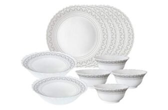Larah by Borosil Classic Opalware Dinner Set, 10 -Piece, White