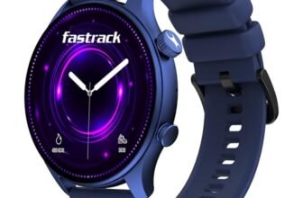 Fastrack Vivid Pro Smart Watch|1.43″ AMOLED Display with 466 x 466 Pixel Resolution | Functional Crown| SingleSync BT Calling|100+ Sports Modes & Watchfaces|AI Voice Assistant|in-Built Games