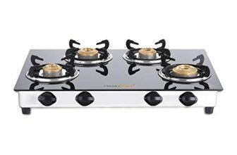 Greenchef NEXA 4 Burner Glass top Gas stove, ISI certified (4 Burner) Manual, Black