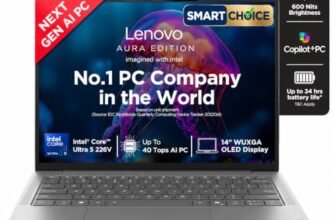 Lenovo Yoga Slim 7 Smartchoice Aura Edition Intel Evo Core Ultra 5 226V (16GB RAM/512GB SSD/14 inch (35.5cm)/WUXGA OLED/Copilot+ PC/Windows 11/MSO 365 Basic+Office 24/Grey/1.19Kg), 83JX00ENIN Laptop