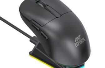 Ant Esports GM810 PRO V2 Wireless Optical Gaming Mouse, 2.4G + Bluetooth, 3600 DPI, 400mAh Rechargeable Battery, 72H Working Time, 125Hz Polling, RGB Charging Dock_ Black