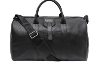 POLICE Premium Travel Duffle Bag | Premium Texture Vegan Leather Duffle for Men & Women | Spacious Weekend & Gym Bag with Adjustable Shoulder Strap
