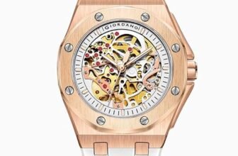 Giordano Automatic Watch for Men – Mechanical Skeleton Dial,Transparent Gear Display, Silicon Strap