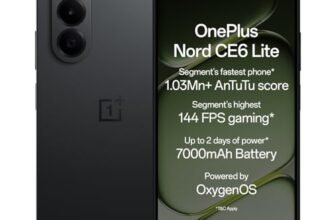 OnePlus Nord CE6 Lite | 8GB+128GB | Hyper Black | Segment’s Fastest Dimensity 7400 Apex Processor | 7000mAh Battery | Segment’s Highest 144Hz Refresh Rate | 50MP Main Camera, 4K Video Recording