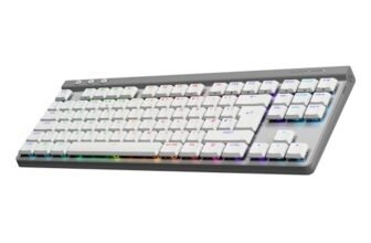 Logitech G515 Lightspeed TKL Low Profile Wireless Gaming Keyboard, LIGHTSYNC RGB, Thin Tenkeyless Design, PBT Keycaps, Tactile (Brown) Mechanical Switches – White