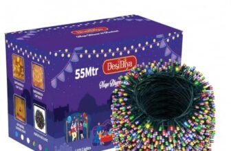 Desidiya ® Plastic 55 Meter LED Decorative String Fairy Rice Lights for Home Decoration Indoor and Outdoor Decoration Lights, Festival, Party, Garden, Wedding (Multicolor)(Pack of 1)