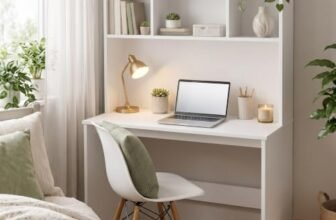 Andca Aura Study Table with 3-Cubby Bookshelf Hutch – Modern Wooden Computer Desk for Home Office & Bedroom | Premium Engineered Wood, Frosty White (80 x 45 x 120 cm)