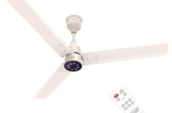 Polycab Wizzy Plus LED 1200mm BLDC Ceiling Fan with Remote|BEE 5 Star Rated, Higher Air Delivery|LED Indicator,Reverse,Boost,Sleep and Breeze Mode |3 Years Warranty (Beige Rosegold)