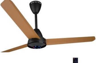Colorbot Helix BLDC Ceiling Fans 1200mm | BEE 5 Star Rated Power Saver | AeroQuiet+ Technology | 370 RPM | Remote Control (Boost, Timer, LED, Reverse Mode) | 4 Years Warranty (Urban Oak)