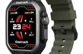 Fastrack Active Pro Rugged Smartwatch with 1.85″ AMOLED Display with AOD|SingleSync BT Calling|Functional Crown|100+ Sports Modes|AI Coach|Auto Sport Recognition|AI Voice Assistant|24×7 Health Suite