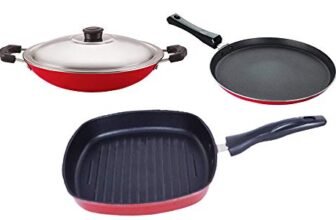 Nirlon Non Stick cookware Pot & pan Set of 3 Pieces with bakelight Handle(FT10_AC_GP24)