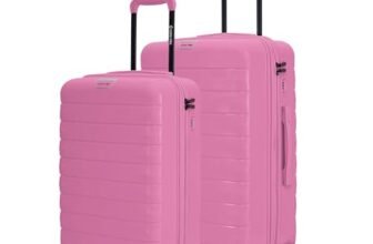 Nasher Miles Vienna Hard-Sided Polypropylene Luggage Set of 2 | 55cm & 65cm | 8 Wheels Small & Medium Trolley Bag for Travel | Suitcase (Pink)