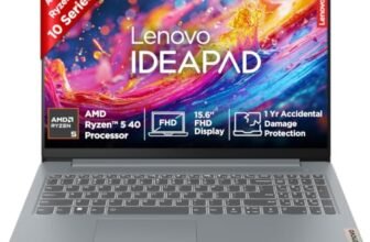 Lenovo IdeaPad Slim 3, AMD Ryzen 5 40, 16GB RAM, 512GB SSD, FHD Thin and Light Laptop, 15.6″ (39.6cm), Windows 11, Microsoft 365 Basic + Office 2024, Grey, 1.6Kg, 82XQ01HQIN, Backlit Keyboard, Laptop
