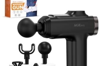 AGEasy (Max Group) Relief Compact Massage Gun with 1-Year Warranty | 6 Speed Levels, 4 Massage Heads | USB Type-C Rechargeable Handheld Massager | Full Body Pain Relief Muscle Massage Machine for Men & Women (Black)