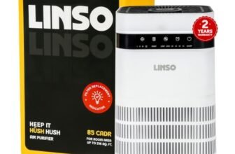 LINSO HUSH HEPA H13 Air Purifier For Bedroom 85 m³/h CADR, covers 216 Sq.Ft | 2-year warranty | Home & office | A UK Based Brand | Aroma diffuser + child lock + timer | For babies, pets, dust & smoke