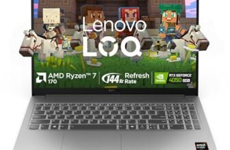 Lenovo LOQ Essential AMD Ryzen 7 170 | NVIDIA RTX 4050 6GB (16GB RAM/512GB SSD/144Hz Refresh Rate/15.6″ (39.6cm)/Windows 11/Office Home 2024/3 Mon. Game Pass/Grey/1.8Kg), 83S000CPIN Gaming Laptop