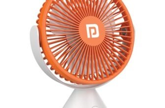 Portronics Aero Breeze Portable table Fan 178mm, USB Rechargeable Fan, 3 Speed Airflow, Battery Powered Silent Operation, 4 Hours Back Up, 360° Rotatable USB Fan, BLDC Fan for Kitchen,Office,Home