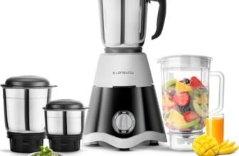 Longway Super Dlx Juicer Mixer Grinder | Up to 750W Max Output Powerful Motor | 4 Jars for Grinding, Mixing, Juicing | 2 Year Warranty | Black & Gray