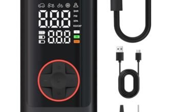 Portronics Vayu 7.0 Tyre Inflator, Full-Size Digital Display, 4000 mAh Battery, 150 PSI Pressure, Preset Modes, Flashlight with SOS, Pressure Detection, for Cars, Bikes, Bicycles & Balls(Black)