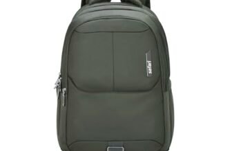 Safari Forge 34L Laptop Backpack, 3 compartments, Raincover, Antitheft pocket, Trolley Sleeve, Organizer, Bottle holder, Front pocket, College bag, school bag, Formal backpack, Color- Olive
