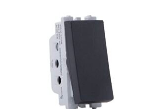 Wipro Northwest Nowa 6A One Way Switch, Matt Black (pack of 20)