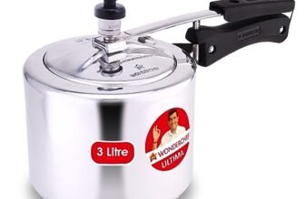 Wonderchef Inner Lid Ultima Pressure Cooker | 3 litres, 3.25 mm Heavy Encapsulated Bottom | Bakelite Handles for Durability | Induction Friendly (Aluminium, Silver)