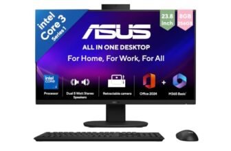 ASUS V440 (2026),i3-14th Gen,Intel Core 3 100U,Intel iGPU,8GB/256GB,FHD,23.8″(60.45 cm),Win 11,M365 Basic(1Y),Office 24,Black,5.46 kg,V440VAB-KBC3005WS,with Wireless Keyboard & Mouse,All in One PC