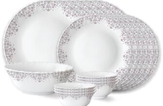 Larah by Borosil Lark Fluted Series Opalware Dinner Set | 19 Pieces for Family of 6 | Microwave & Dishwasher Safe | Bone-Ash Free | Crockery Set for Dining & Gifting | Plates & Bowls | White