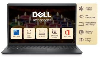 Dell 15 (Previously Inspiron) Laptop, 14th Gen Intel Core i3/Core 3 100U Processor, 8GB DDR4, 512 SSD, 15.6″ FHD 120Hz IPS AG 250 nit Display, Win 11 + Office H&S 2024, Carbon Black, 1.63Kg