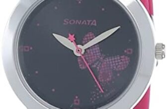Sonata Quartz Analog Black Dial Pink Plastic Strap Watch for Women – NS87019SP01W