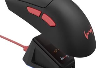 daWg Slay 50, 12000 DPI Wireless Gaming Mouse, PixArt 3311, 80Hrs* Backup, 1000Hz, 65gm Lightweight, 300IPS, 35G Acceleration, 6 Buttons, 20M Switch, RGB Charging Dock, Tri-Model (Black)