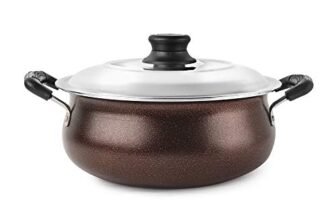 Cello Non Stick Induction Compatible Gravy/Biryani Handi with Stainless Steel Lid, 2.5 LTR, Brown, 2.5 Liter