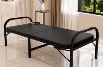 Honey Touch Atlas Single Folding Bed for Sleeping with Single Layer Mattress | No Assembly Required | Foldable Bed for Sleeping/Guests/Rented Apartments/Bedroom (3ft x 6ft, Black)